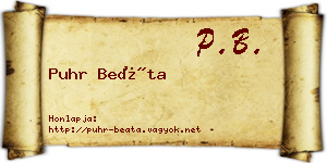 Puhr Beáta névjegykártya